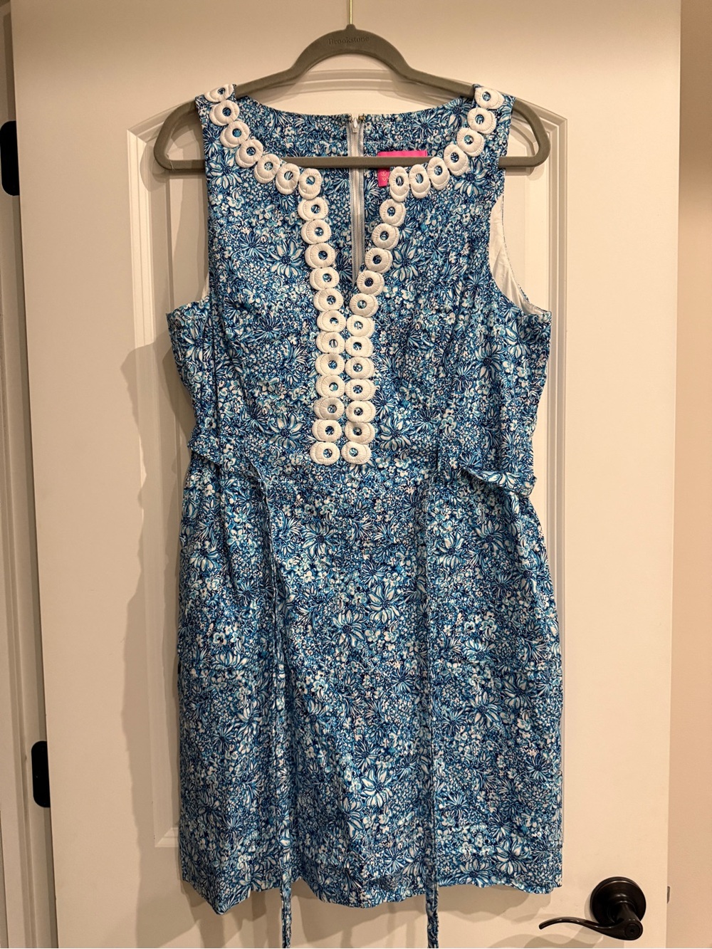 Lilly Pulitzer Blue Floral Dress with White Trim